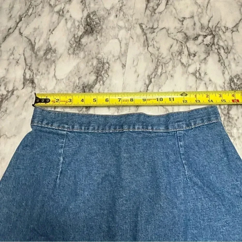 Y2K 90s vintage Denim 100% Cotton Midi length Jean blue skirt size 14 casual